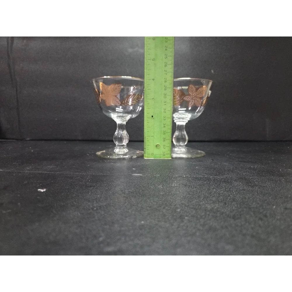 Libbey Gold Leaves Cordial Stems, Cocktail Glass Set, Liquor Glasses, Fall Decor
